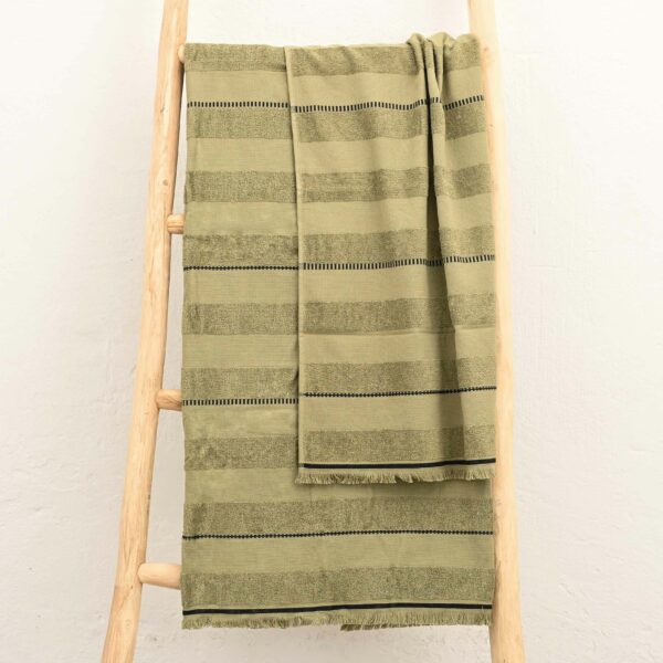 green-cotton-stripe-bath-sheet-and-hand -towel