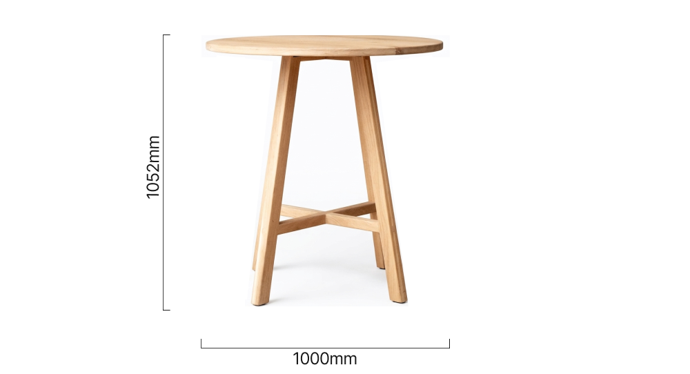 Rhodes Tall Bar Table Oak Dimensions
