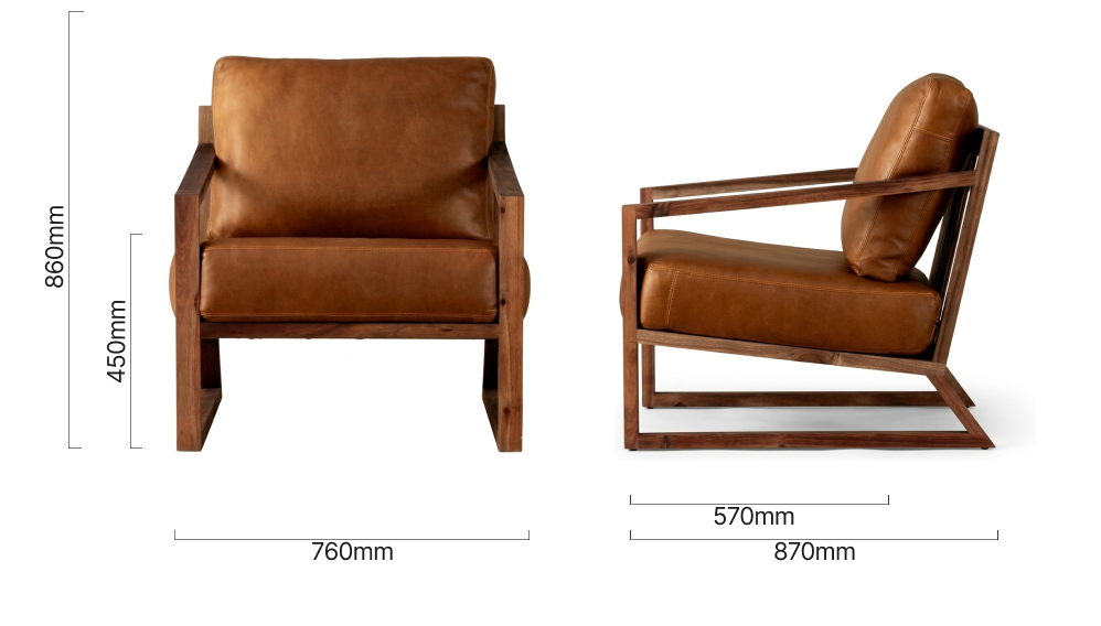 Clarens Leather Armchair Blackwood Ginger