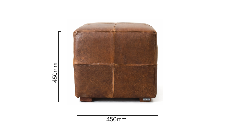 Leather Block Ottoman Butterscotch Dimensions