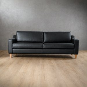 2.4m Douglas Leather Couch Black