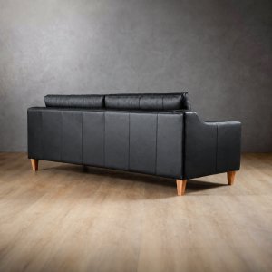 2.4m Douglas Leather Couch Black