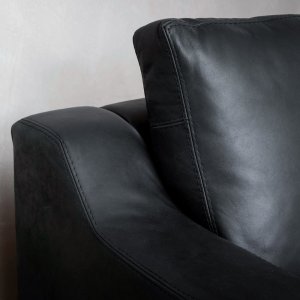 2.4m Douglas Leather Couch Black