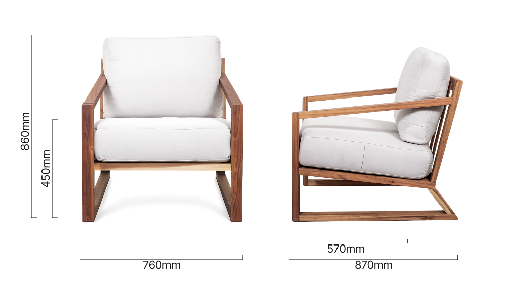 Clarens Armchair Blackwood Alaska Taupe Dimensions