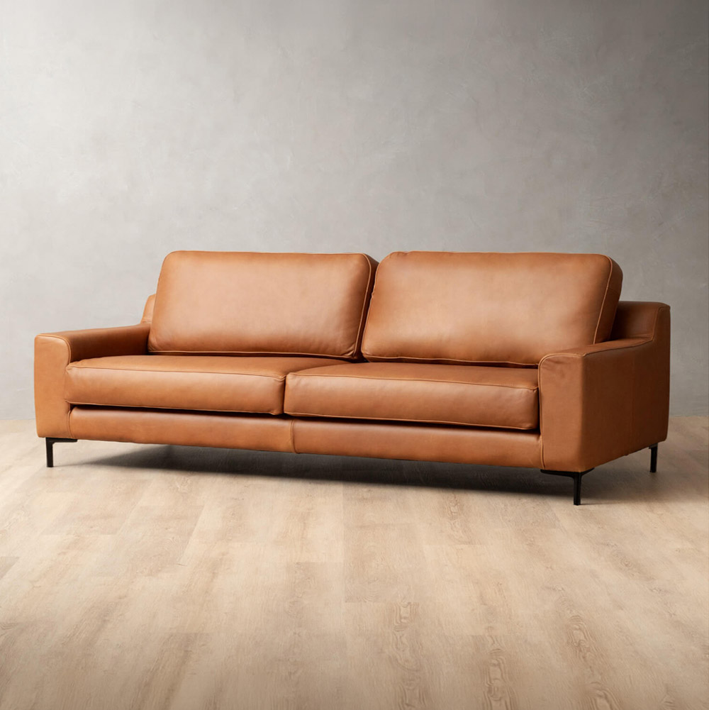 Tulbagh 3-Seater Leather Couch Ginger