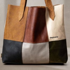 shoppingbag-sustainable leather shopper bag- leatherbag-totebag-tote-shopper bag-shopper-patchwork-patchwork look- trend-in trend