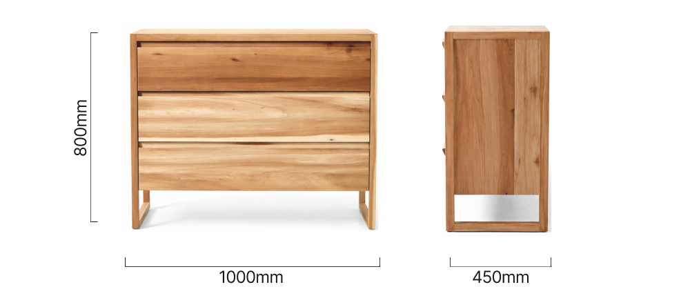 Swazi Three Drawer Chest Blackwood Dimensions