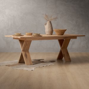 2.1m Cross Leg Dining Table - Oak