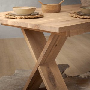 2.1m Cross Leg Dining Table - Oak