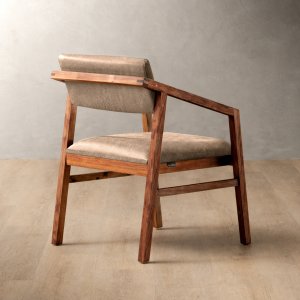 Jozi Leather Carver Chair Blackwood Taupe