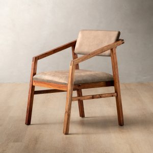 Jozi Leather Carver Chair Blackwood Taupe