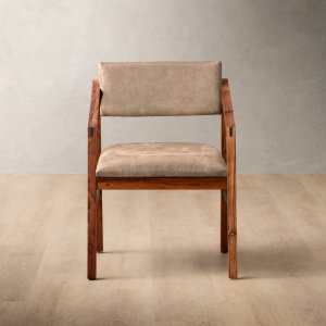 Jozi Leather Carver Chair Blackwood Taupe