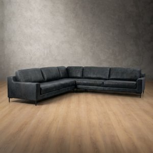 Tulbagh Full Corner Leather Couch Midnight