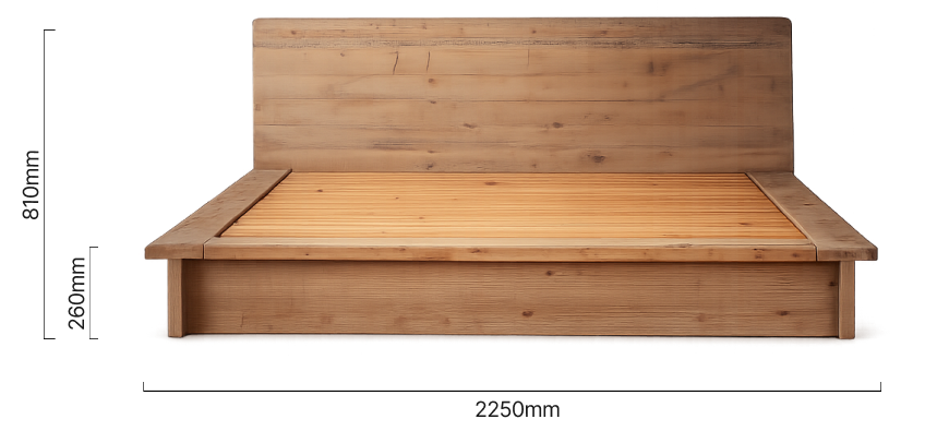 Timbercove Bed - King XL- Grey Wash Dimensions