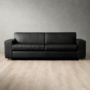 2.4m Karoo Leather Couch - Black - For Factory Sale