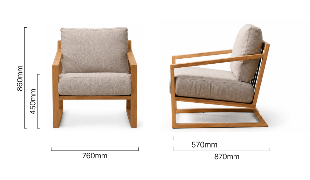 Clarens Fabric Armchair - Oak - cumin