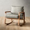 Arabella Leather Rocking Chair - Oak - Grey