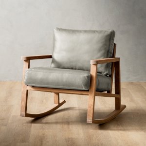 Arabella Leather Rocking Chair - Oak - Grey