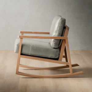 Arabella Leather Rocking Chair - Oak - Grey