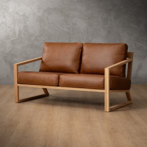 Clarens 2-Seater Leather Couch Oak - Butterscotch