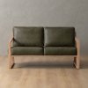 Clarens 2-Seater Leather Couch Oak - Olive