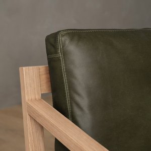 Clarens 2-Seater Leather Couch Oak - Olive