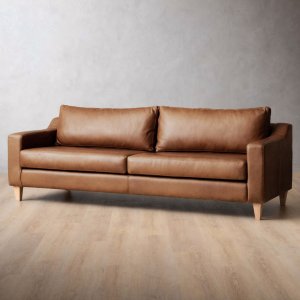 2.6m Douglas Leather Couch Butterscotch