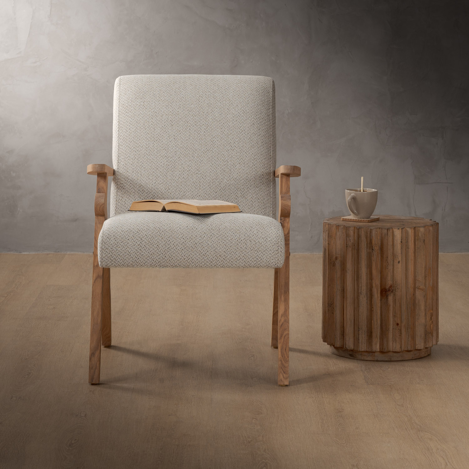 Gariep Armchair-Fabric Oats-Oak Smoke