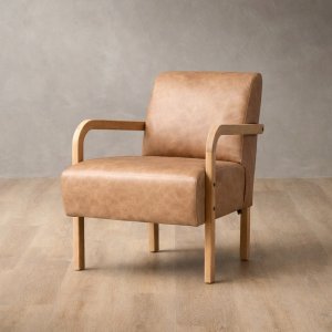 Palmiet Leather Armchair Oak Hazelnut