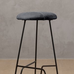 Delaire Leather Counter Bar Chair Midnight