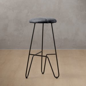 Delaire Leather Counter Bar Chair Midnight