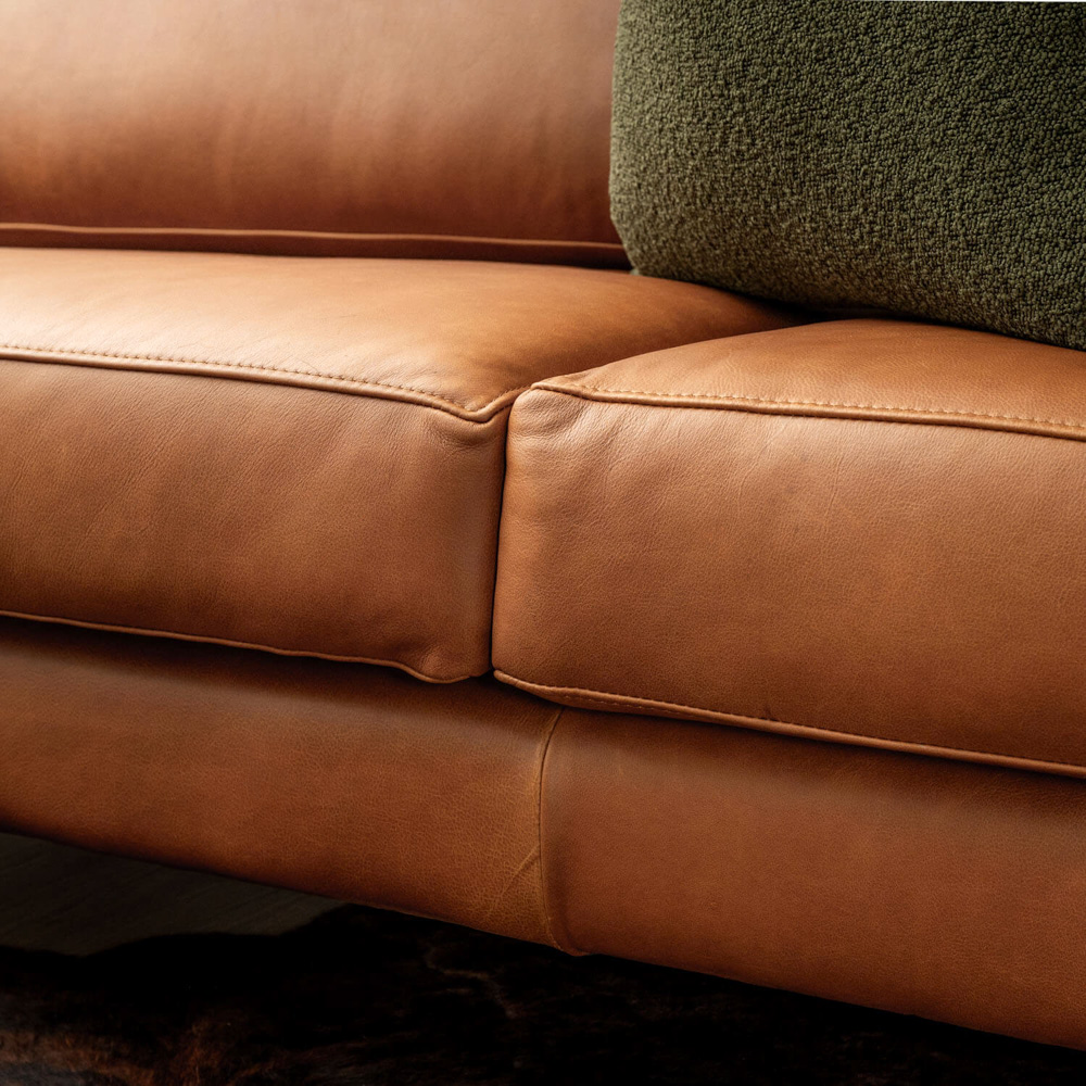 Tulbagh 3-Seater Leather Couch Ginger
