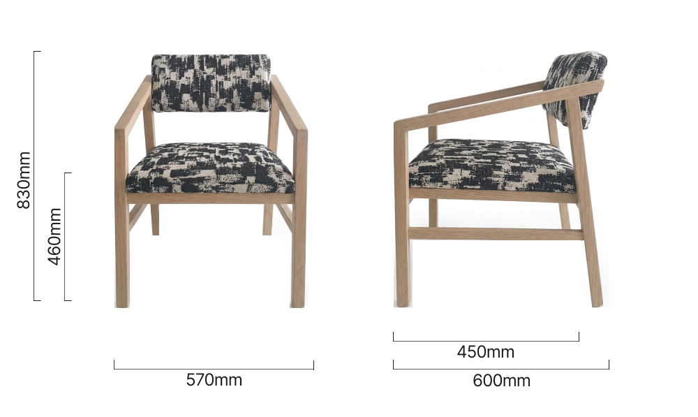 Jozi Fabric Dining Chair - Oak - Ebony