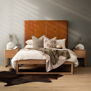 Ladysmith Headboard-Queen-Leather Ginger