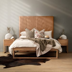 Ladysmith Headboard-Queen-Leather Hazelnut