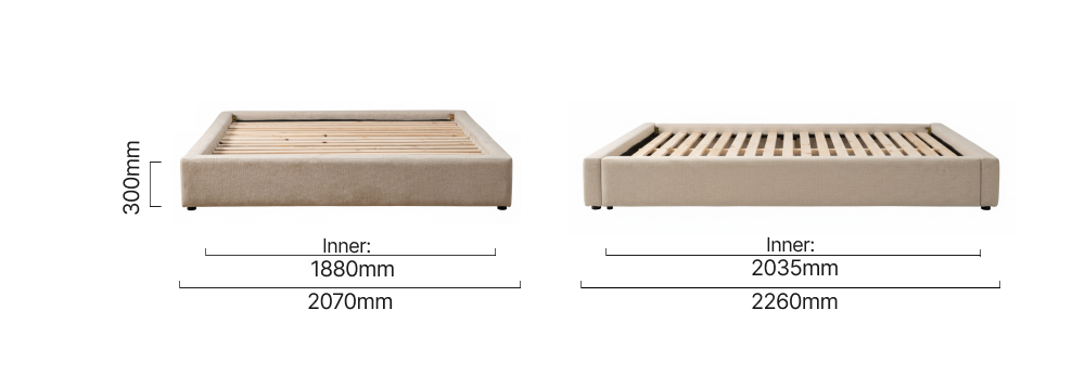 Montanelle Bed Base King XL Latté Dimensions