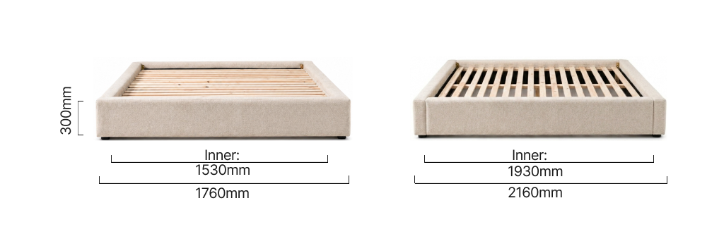 Montanelle Bed Base Queen Latte Dimensions