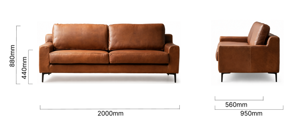 2m Tulbagh Leather Couch