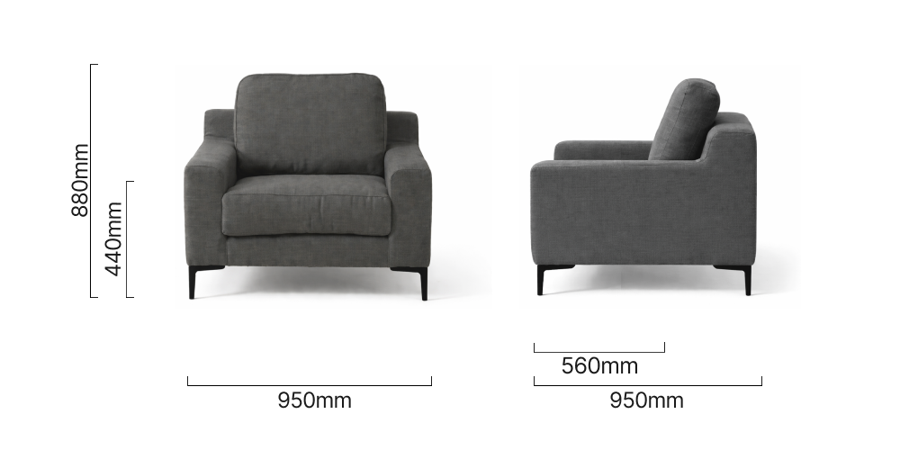 Tulbagh Armchair-Juniper Graphite-YLB Dimensions