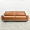 2.2m Tulbagh Leather Couch Ginger Steel Leg