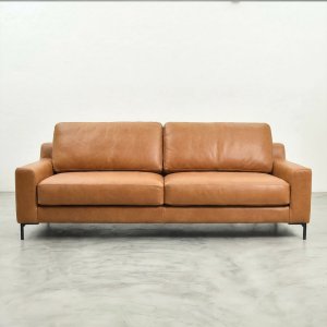 2.2m Tulbagh Leather Couch Ginger Steel Leg