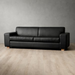 2.4m Karoo Leather Couch - Black - For Factory Sale