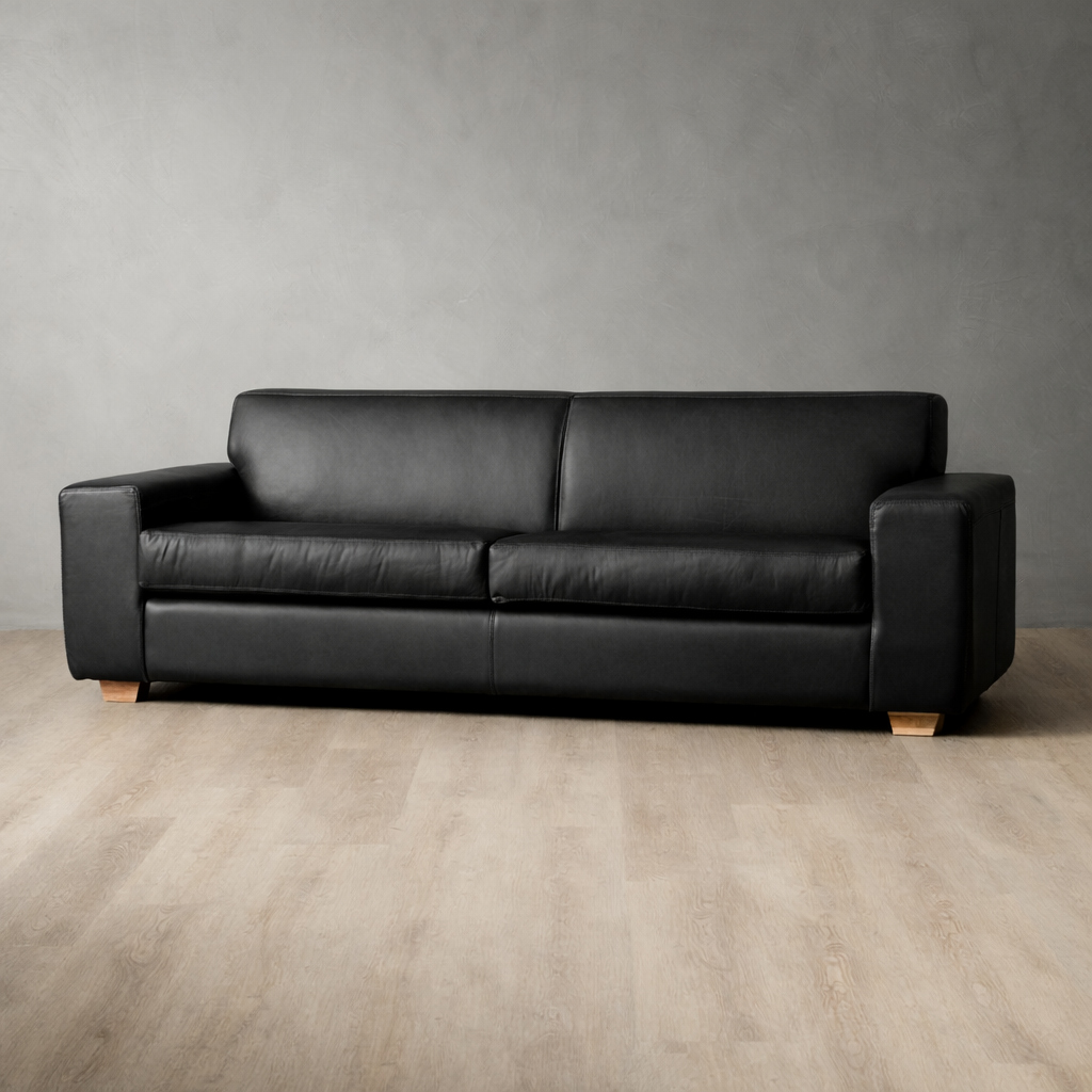 2.4m Karoo Leather Couch - Black - For Factory Sale