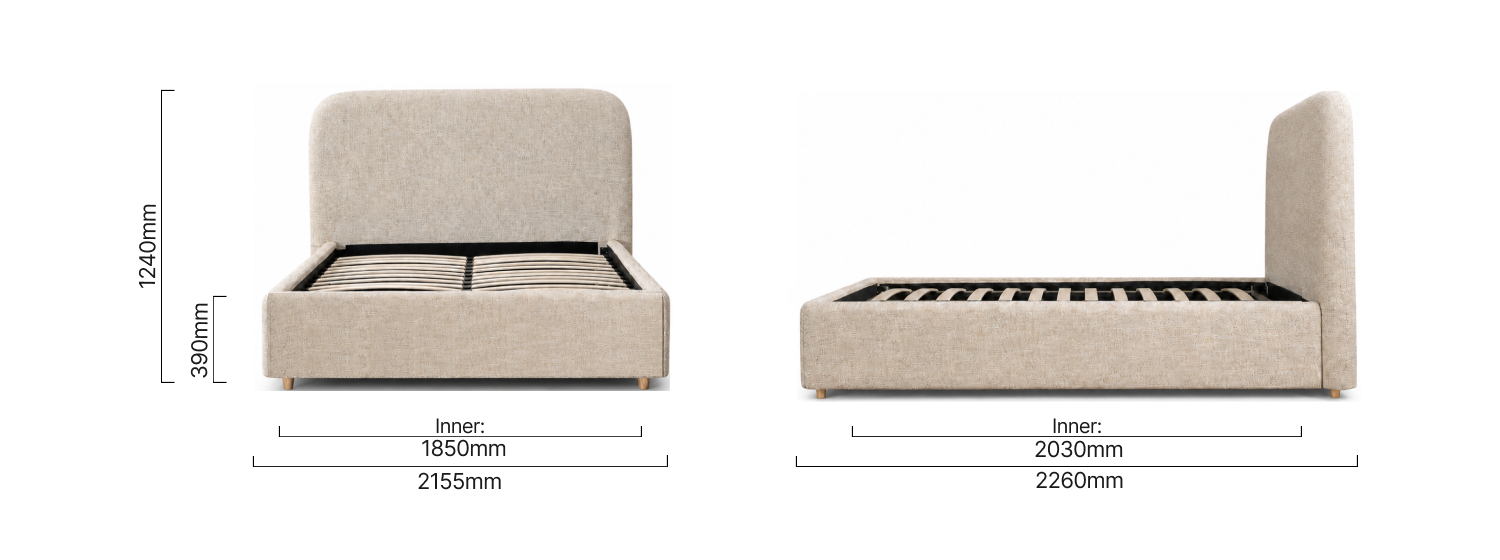 Elysia Storage Bed-King XL-limestone