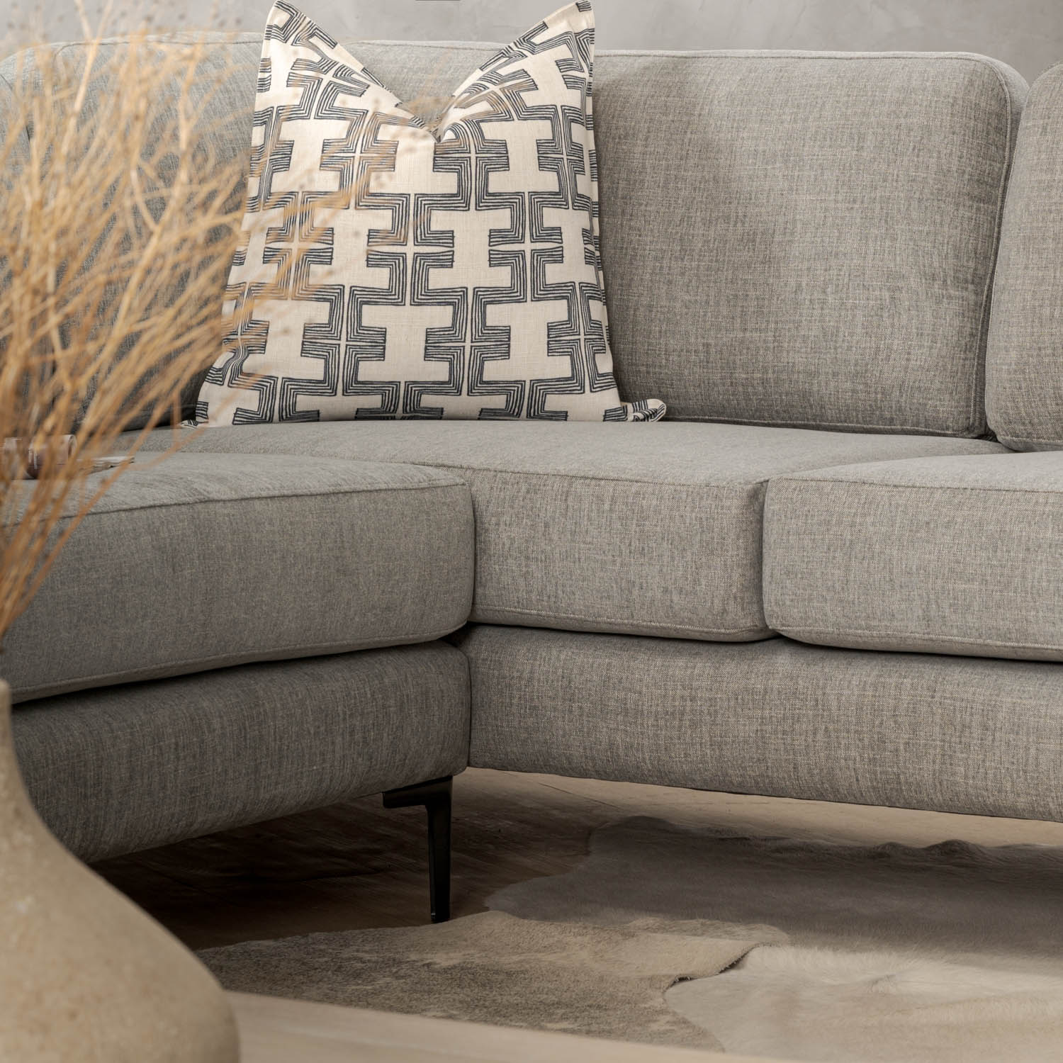 Tulbagh Fabric Corner Couch Right Forest Ash