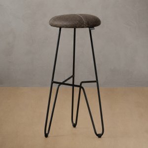 Delaire Tall Leather Bar Stool - Brown