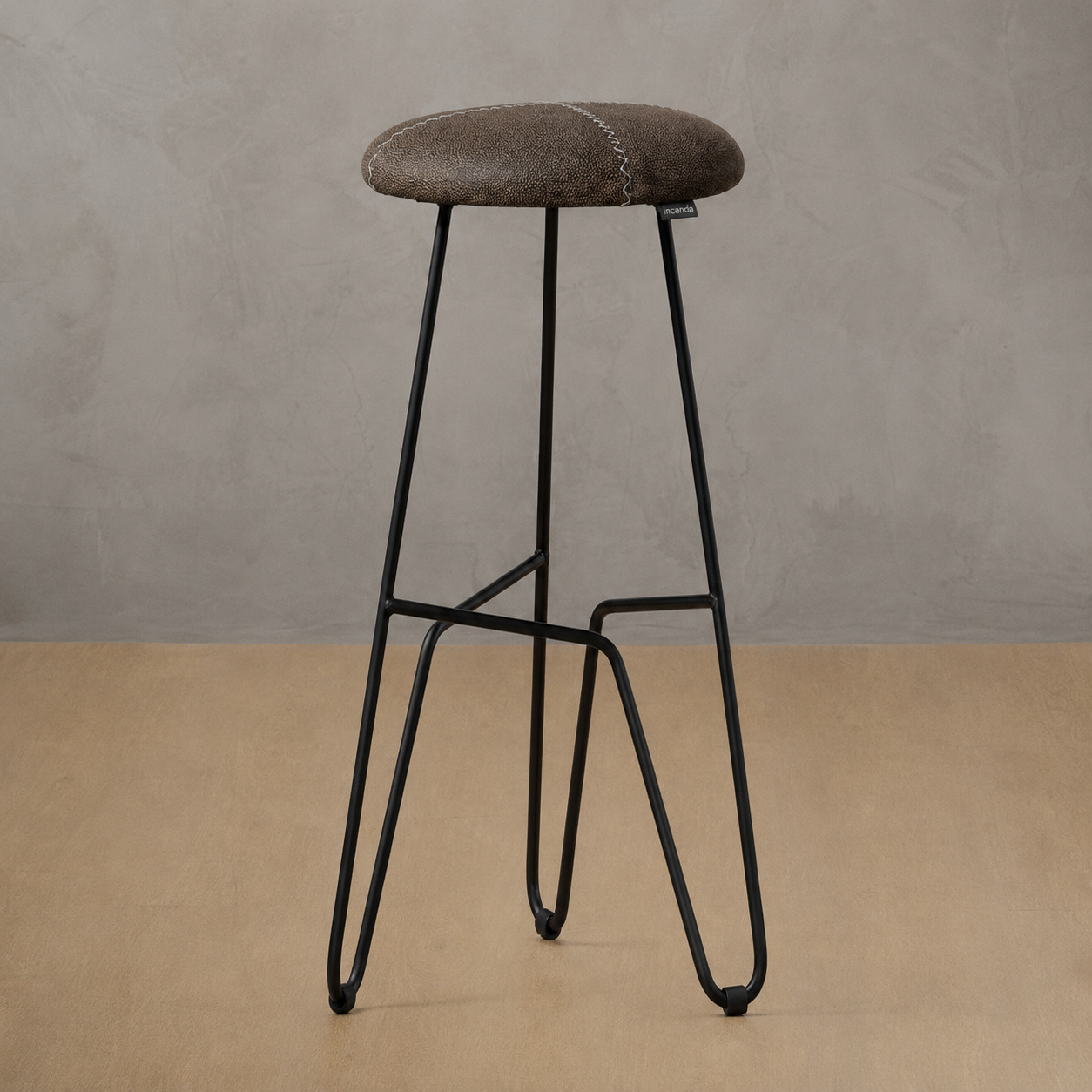 Delaire Tall Leather Bar Stool - Brown