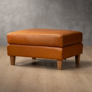 Douglas Leather Ottoman Ginger