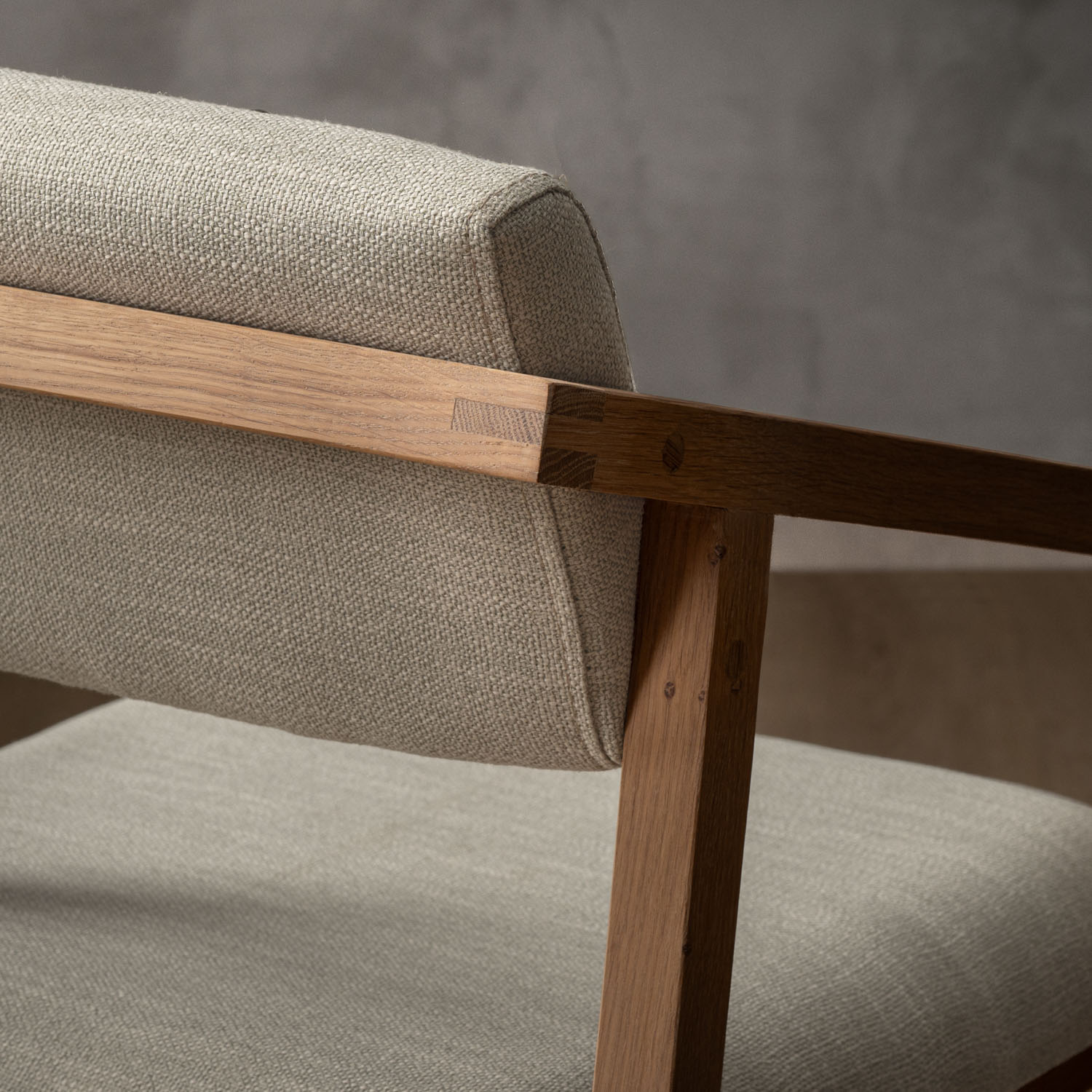 Jozi Fabric Carver Chair Oak Juniper Stone