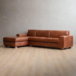 Karoo Leather Daybed Couch Left - Curry